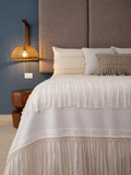 Set de cama artesanal flecos KS
