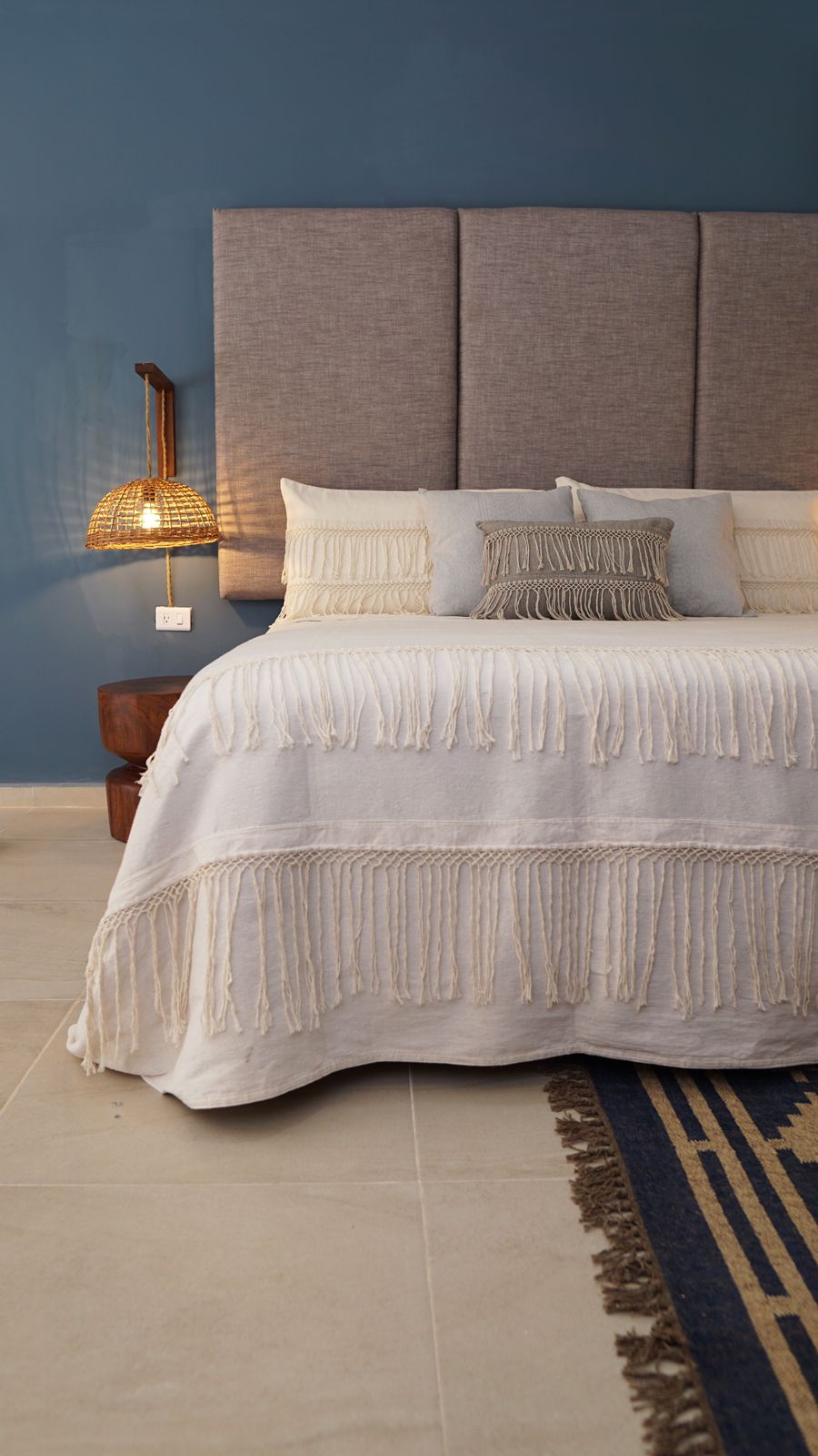 Set de cama artesanal flecos KS